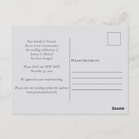 Sociale vervormingsdatum Datum Foto aankondiging Briefkaart (Achterkant)