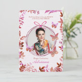 Sociale Vlinders Foto Afstuderen Uitnodiging (Staand voorkant)