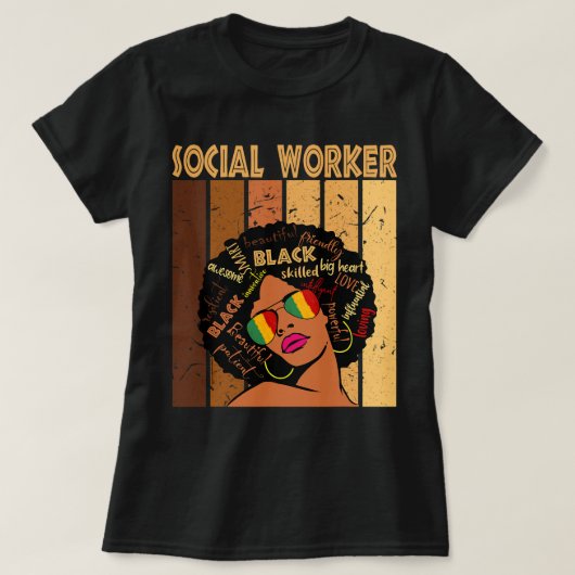 Sociale werker Afro-Amerikaanse zwarte geschiedeni T-shirt (Design voorkant)