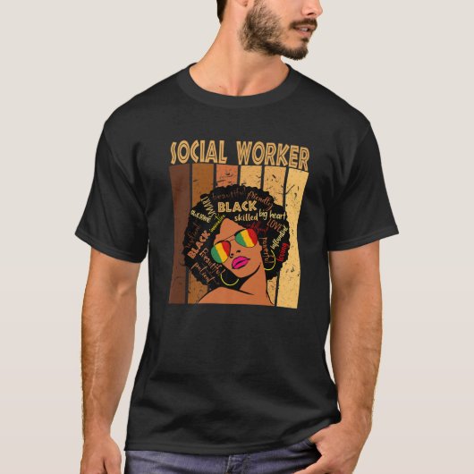 Sociale werker Afro-Amerikaanse zwarte geschiedeni T-shirt (Voorkant)