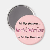 Sociale werker "Alle antwoorden" Magneet (Voorkant / Achterkant)