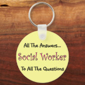 Sociale werker "Alle antwoorden" Sleutelhanger (Voorkant)