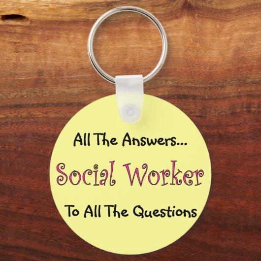 Sociale werker "Alle antwoorden" Sleutelhanger (Voorkant)