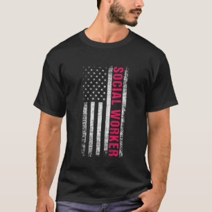 Sociale werker Amerikaanse vlag Gift Mental Health T-shirt