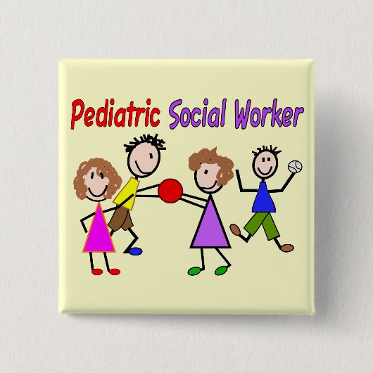 Sociale werker bij kinderen vierkante button 5,1 cm (Voorkant)