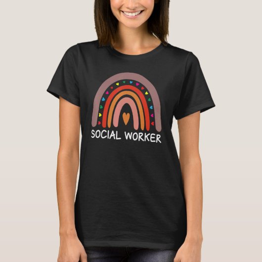 Sociale werker Boho regenboog terug naar school Ap T-shirt (Voorkant)