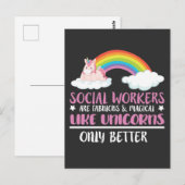Sociale werker Cute Rainbow Magical Unicorn Briefkaart (Voorkant / Achterkant)