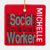 Sociale werker Extraordinaire CUSTOM Keramisch Ornament (Achterkant)