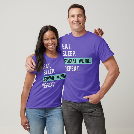 Sociale werker Gift Eat Sleep Social Work Herhaald T-shirt (Unisex)