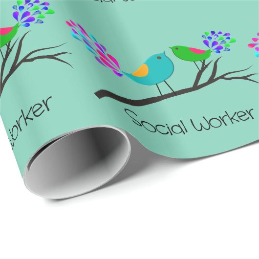 Sociale werker Gift Wrap vogels Cadeaupapier (Rol Hoek)