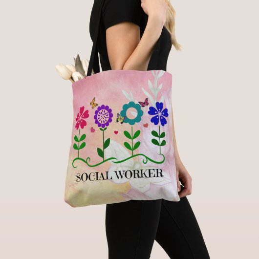 Sociale werker, grafisch blokontwerp tote bag (Dichtbij)