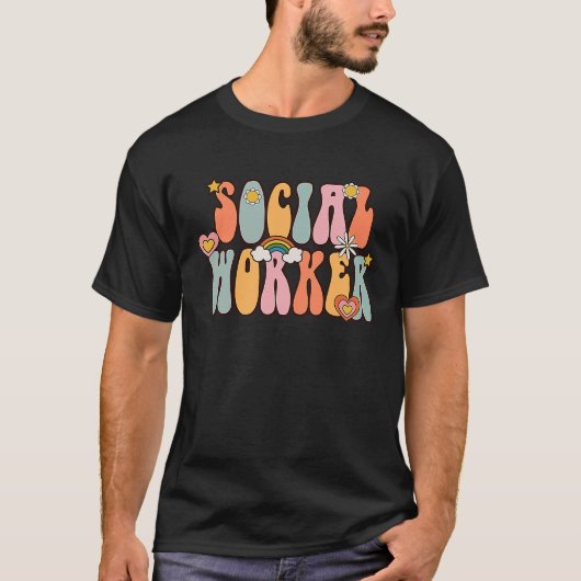 Sociale werker Groovy Retro  sociaal werk T-shirt (Voorkant)