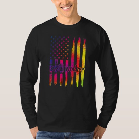 Sociale werker in de vlaggen t-shirt (Voorkant)
