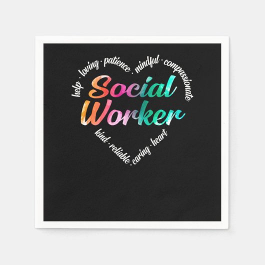 Sociale werker in het hart Word Cloud Water Servet (Voorkant)