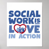 Sociale werker is liefde in actie grappig hart poster (Voorkant)