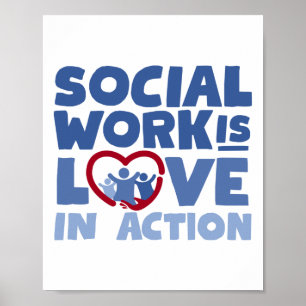 Sociale werker is liefde in actie grappig hart poster