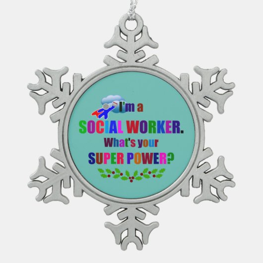 Sociale werker, kerstontwerp tin sneeuwvlok ornament (Voorkant)