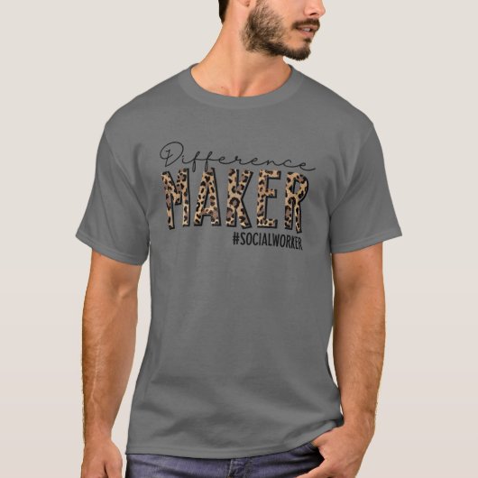 Sociale werker Lopard Sociale Woke T-shirt (Voorkant)