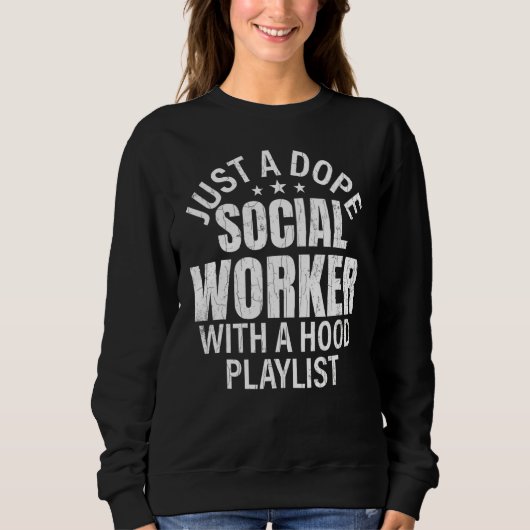 Sociale werker met een afspeellijst trui (Voorkant)