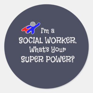Sociale werker Super Power Ronde Sticker