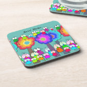 Sociale werker Whimsical Birds Ceramic Tegel Bier Onderzetter (Linkerzijde)