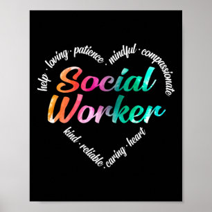 Sociale werker Woord-Wolk Waterverf Regenboog Poster