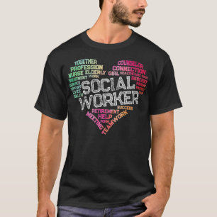 Sociale werker Word Cloud Heart Social Work Gift T-shirt