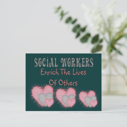 Sociale werkers geven "Verrijking van het leven va Briefkaart (Staand voorkant)