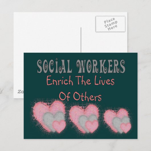 Sociale werkers geven "Verrijking van het leven va Briefkaart (Voorkant / Achterkant)