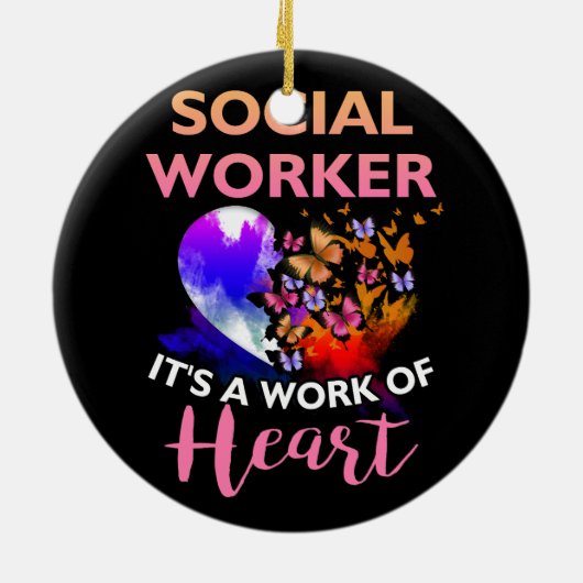 Sociale werkers in de sector van de hartbloem keramisch ornament (Achterkant)