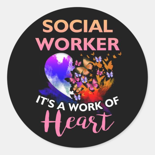 Sociale werkers in de sector van de hartbloem ronde sticker (Voorkant)