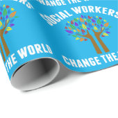 Sociale werkers veranderen de wereld blauw cadeaupapier (Rol Hoek)