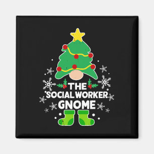 Sociale Werknemer Gnome Xmas Familie Vakantie Kers Magneet
