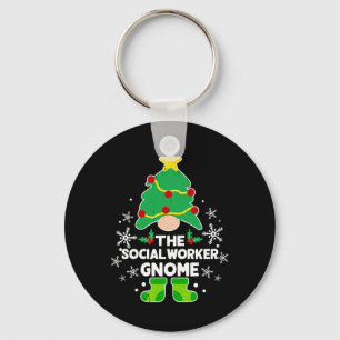 Sociale Werknemer Gnome Xmas Familie Vakantie Kers Sleutelhanger