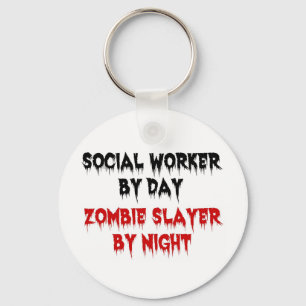 Sociale werknemer tegen dag Zombie-laag tegen nach Sleutelhanger