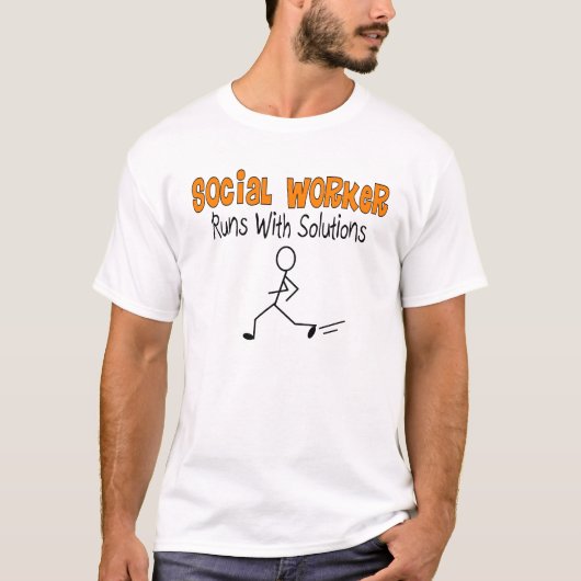 Sociale werknemer "werkt met oplossingen" Funny Gi T-shirt (Voorkant)