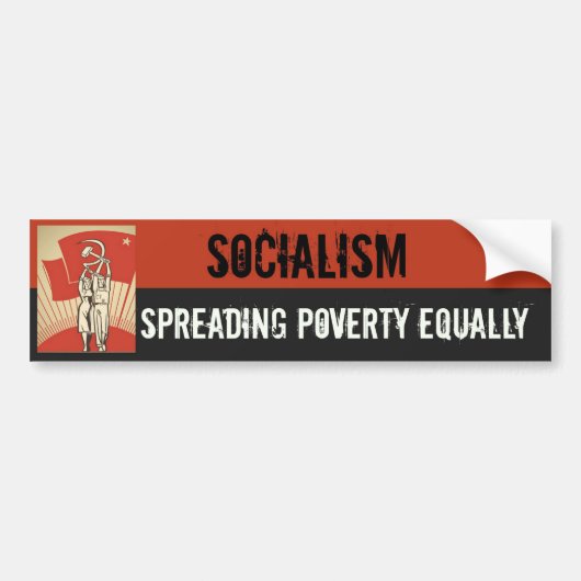 SOCIALISME - GELIJKWAARDIGE ARMOEDE BUMPERSTICKER (Voorkant)