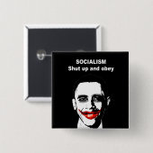 SOCIALISME - SCHUDDEN EN OBEY VIERKANTE BUTTON 5,1 CM (Voorkant /achterkant)