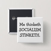 SOCIALISME STINKETH VIERKANTE BUTTON 5,1 CM (Voorkant /achterkant)