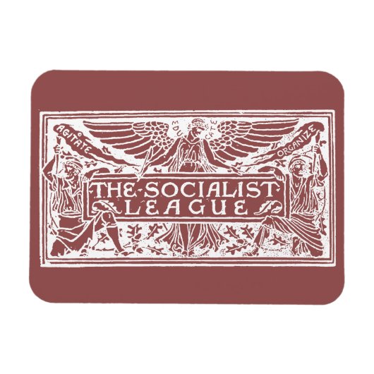 Socialist League logo wit op rood Magneet (Horizontaal)