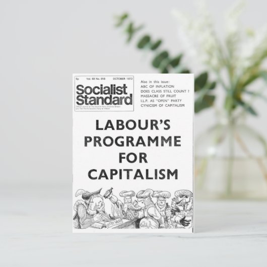 Socialist Standard October 1972 Briefkaart (Staand voorkant)