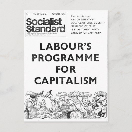 Socialist Standard October 1972 Briefkaart (Voorkant)