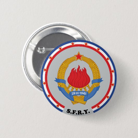 Socialistische Federale Republiek Joegoslavië Embl Ronde Button 5,7 Cm (Voorkant /achterkant)