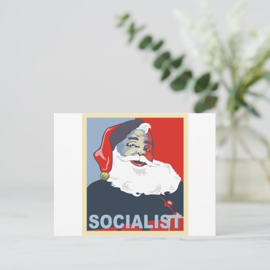 socialistische kerstman feestdagenkaart (Staand voorkant)