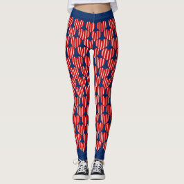 Socialite Blue White Striped Hearts Patroon Leggings