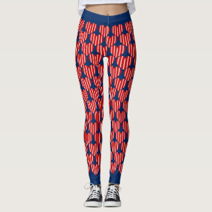 Socialite Blue White Striped Hearts Patroon Leggings
