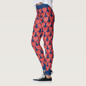 Socialite Blue White Striped Hearts Patroon Leggings (Links)