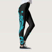 Socialite Classy Aqua Blue Flourish Leggings (Rechts)