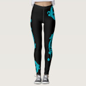 Socialite Classy Aqua Blue Flourish Leggings (Voorkant)