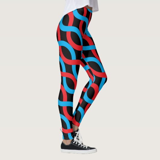 Socialite Entwin Waves Red Blue Pattern Leggings (Rechts)